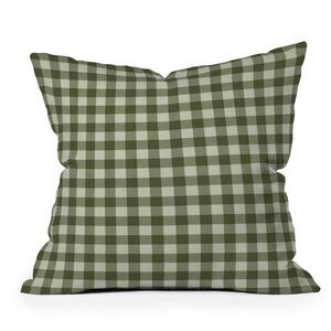 Deny Designs - 16" x 16" Colour Poems Gingham Pattern Moss Outdoo Green